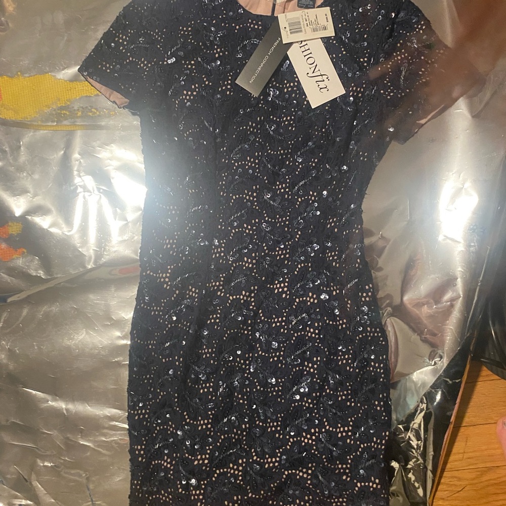 French Connection Navy Sequin Mini Dress